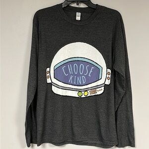 Port & Company men's Gray Long sleeve  Astronaut Helmet T-shirt, M, CHOOSE KIND